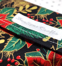 Load image into Gallery viewer, Christmas Face Mask and Bag Set - Christmas Black and Gold Metallic Floral - BoutiqueCrafts