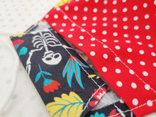 Load image into Gallery viewer, Halloween Face Mask - Removable Nose Wire - Filter Pocket - Adjustable Elastic Ties - Skeleton Print - Red Polka Dot Lining - BoutiqueCrafts