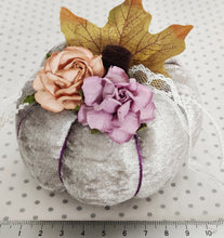 Load image into Gallery viewer, Handmade Fabric Pumpkin silver velour