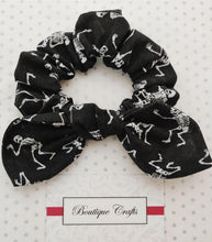 Load image into Gallery viewer, Halloween Scrunchie 2 pack set - Skeletons and Cat Print - BoutiqueCrafts
