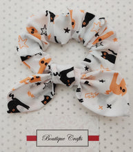 Load image into Gallery viewer, Halloween Scrunchie 2 pack set - Skeletons and Cat Print - BoutiqueCrafts

