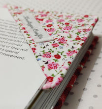 Load image into Gallery viewer, Fabric Page Corner Bookmark - Pink Ditsy Floral - BoutiqueCrafts
