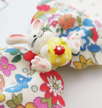 Load image into Gallery viewer, Floral Hair Bow Clip with Bunny Rabbit
