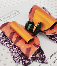 Load image into Gallery viewer, Halloween Girls Stacked Hair Bow Clip - Bat and Witch Hat Print - BoutiqueCrafts
