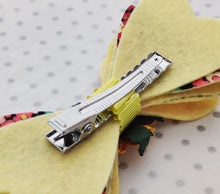 Load image into Gallery viewer, Girls Stacked Hair Bow Clips - Lemon Rose - BoutiqueCrafts
