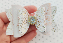Load image into Gallery viewer, Christmas Hair Bow Clip Set - Gold Trees
