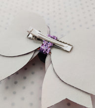Load image into Gallery viewer, Halloween Girls Stacked Hair Bow Clip - Pumpkin Purple Glitter - BoutiqueCrafts
