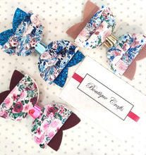 Load image into Gallery viewer, Floral Girls Stacked Hair Bow - Rose Prints
