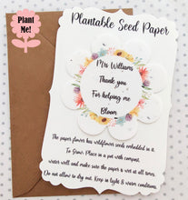 Load image into Gallery viewer, Thank You Teacher flower seed card
