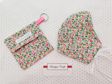 Load image into Gallery viewer, Face Mask Bag - Face Mask Pouch - Face Mask Bag with Keyring - Mask Holder - 100% Cotton - Ditsy Print - BoutiqueCrafts

